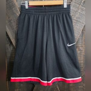 Nike Dri Fit 2000s Black Basketball Shorts with Red and White Trim Mens Medium